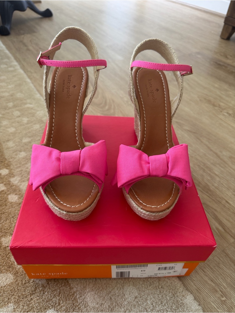 kate spade Hot Pink Bow Espadrille Wedge Sandals